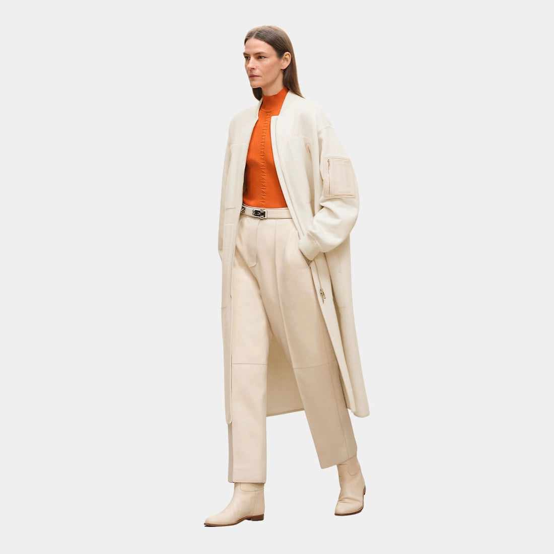 Bomber-inspired Coat in Double-sided Cashmere