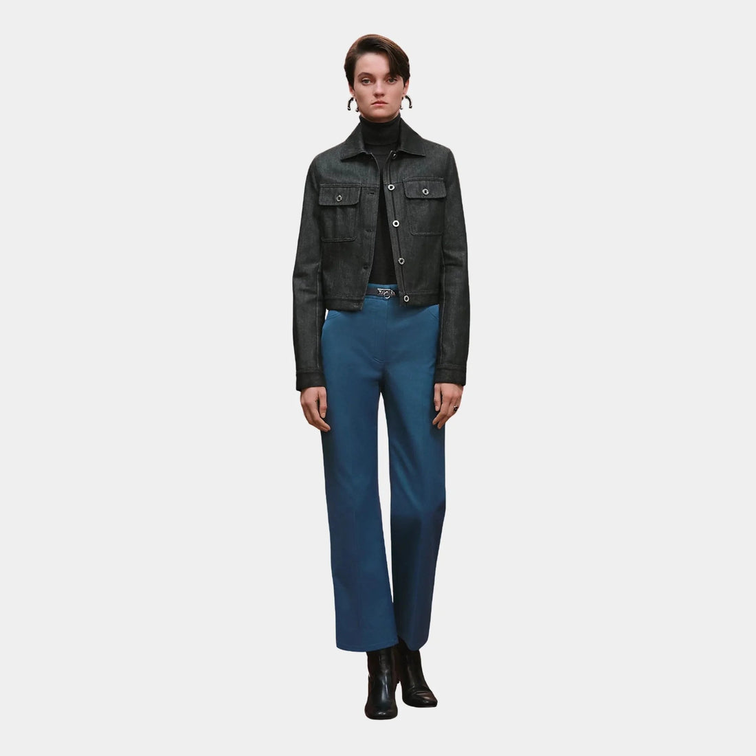 Bootcut Pants in Double Stretch Cotton Twill