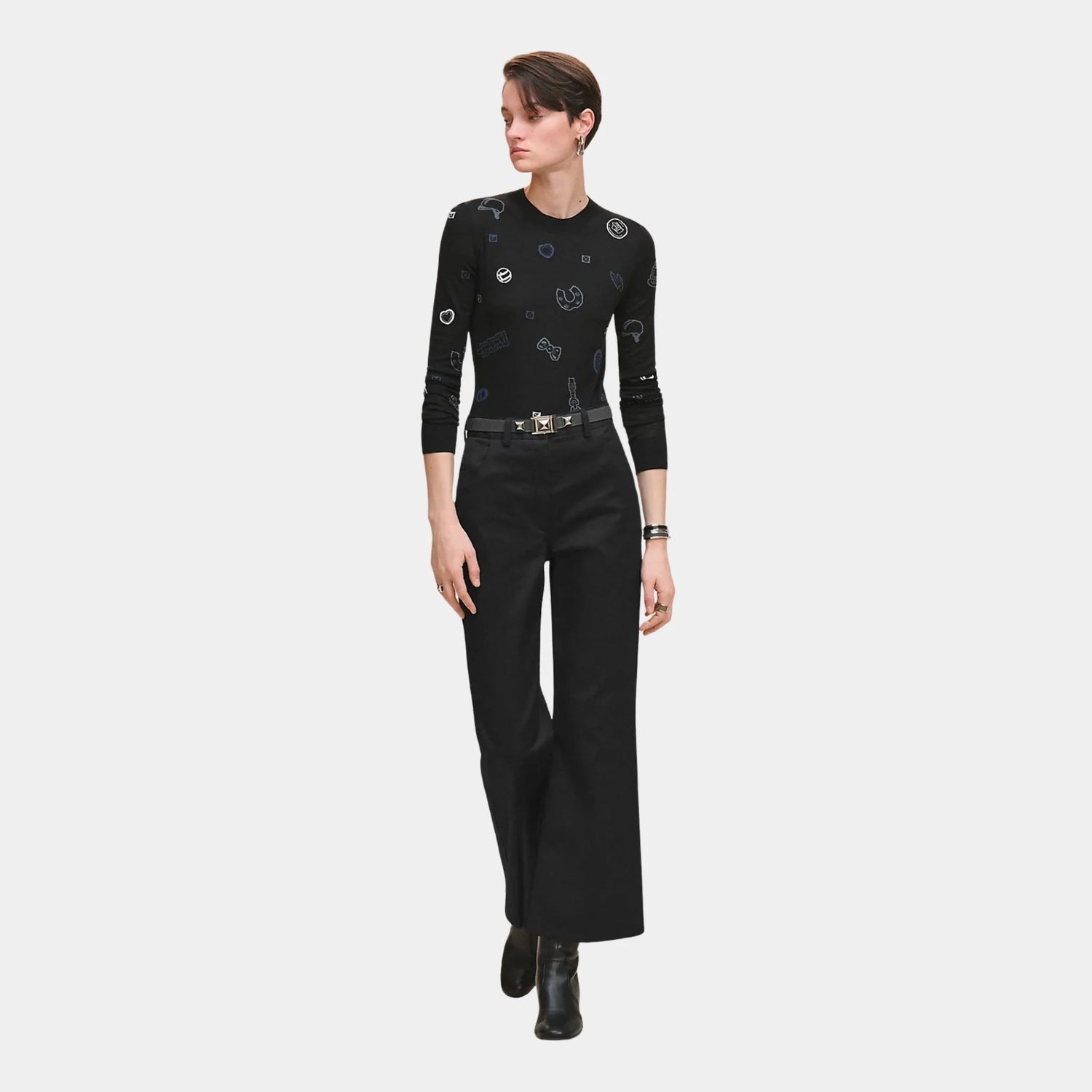 Bootcut Pants in Double Stretch Cotton Twill