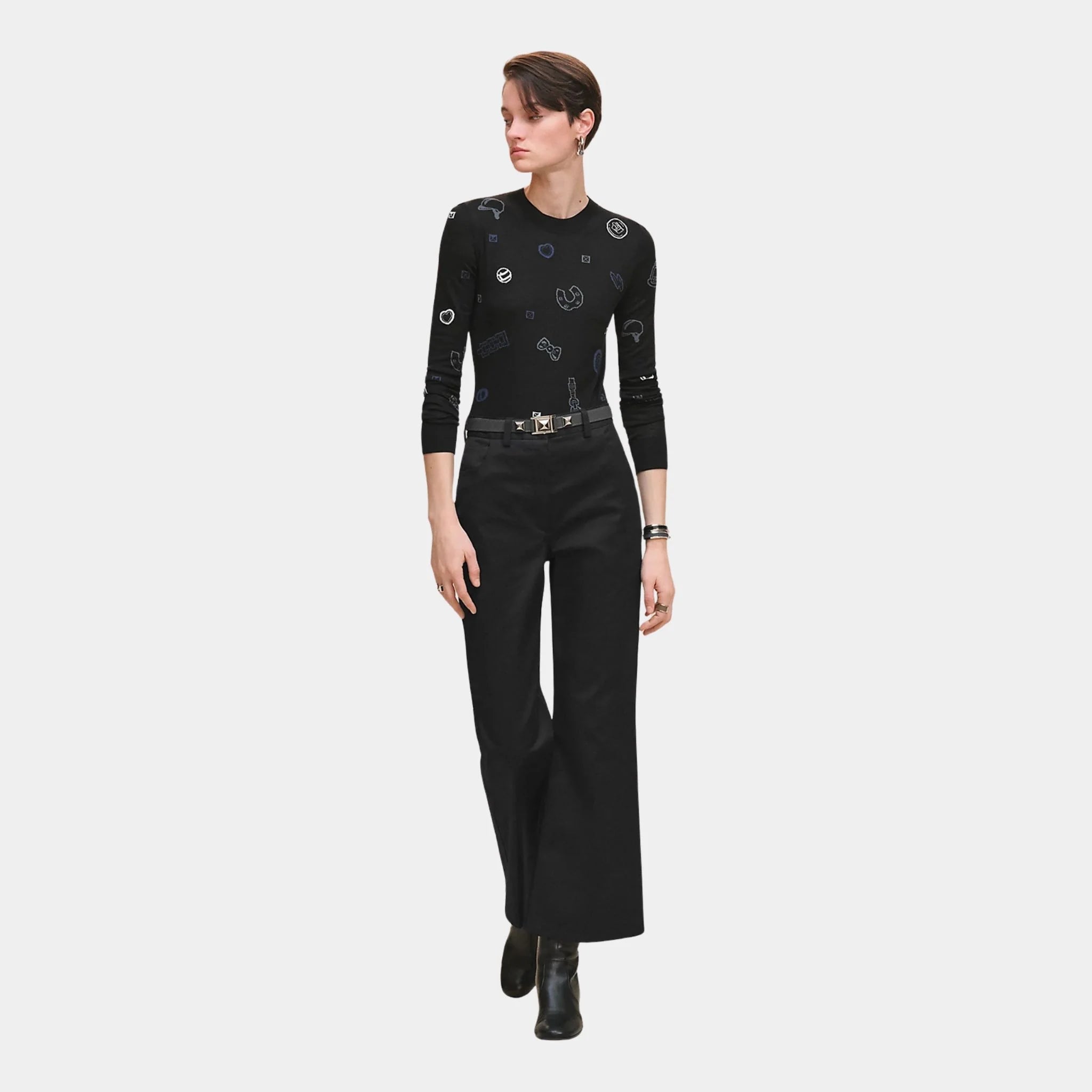 Bootcut Pants in Double Stretch Cotton Twill