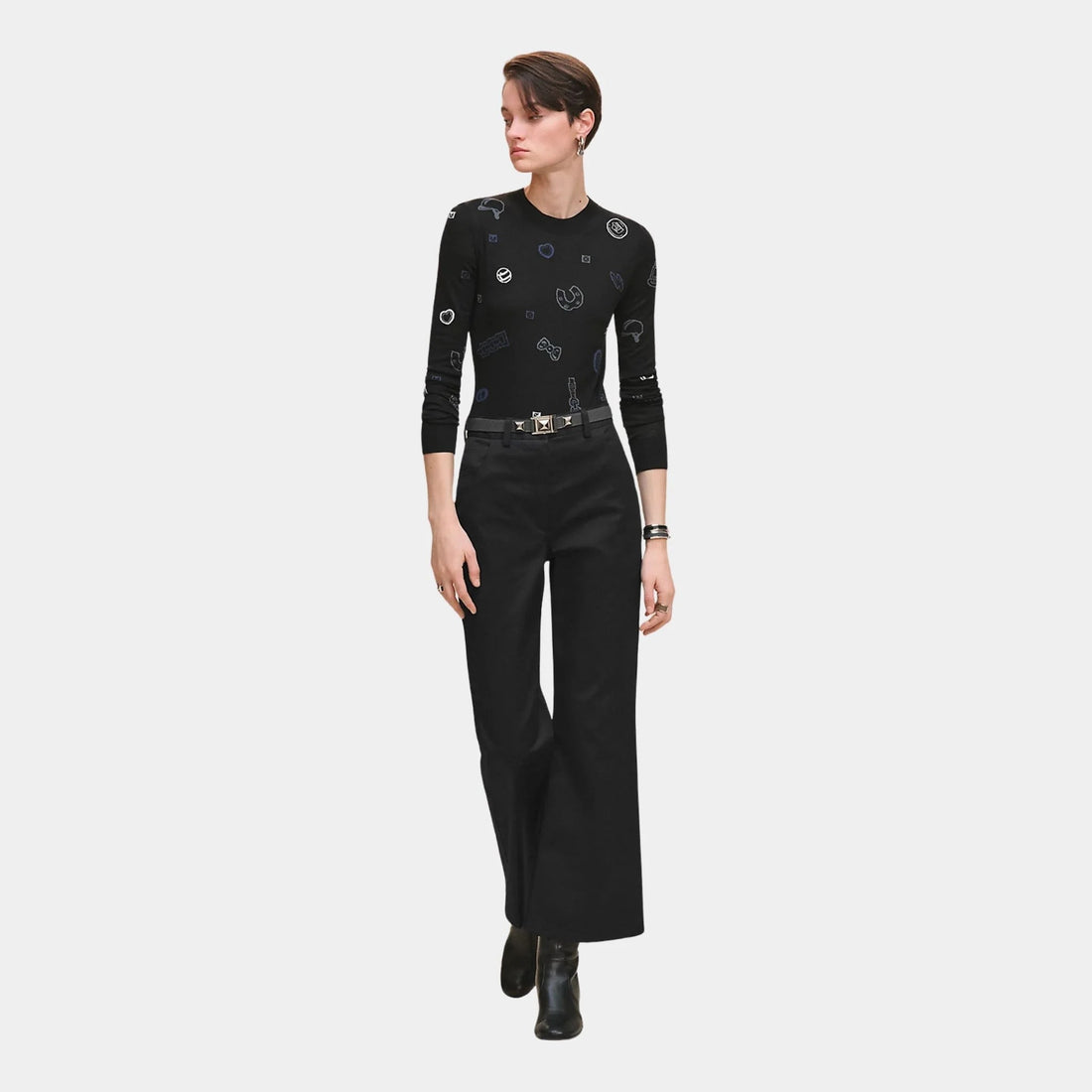 Bootcut Pants in Double Stretch Cotton Twill