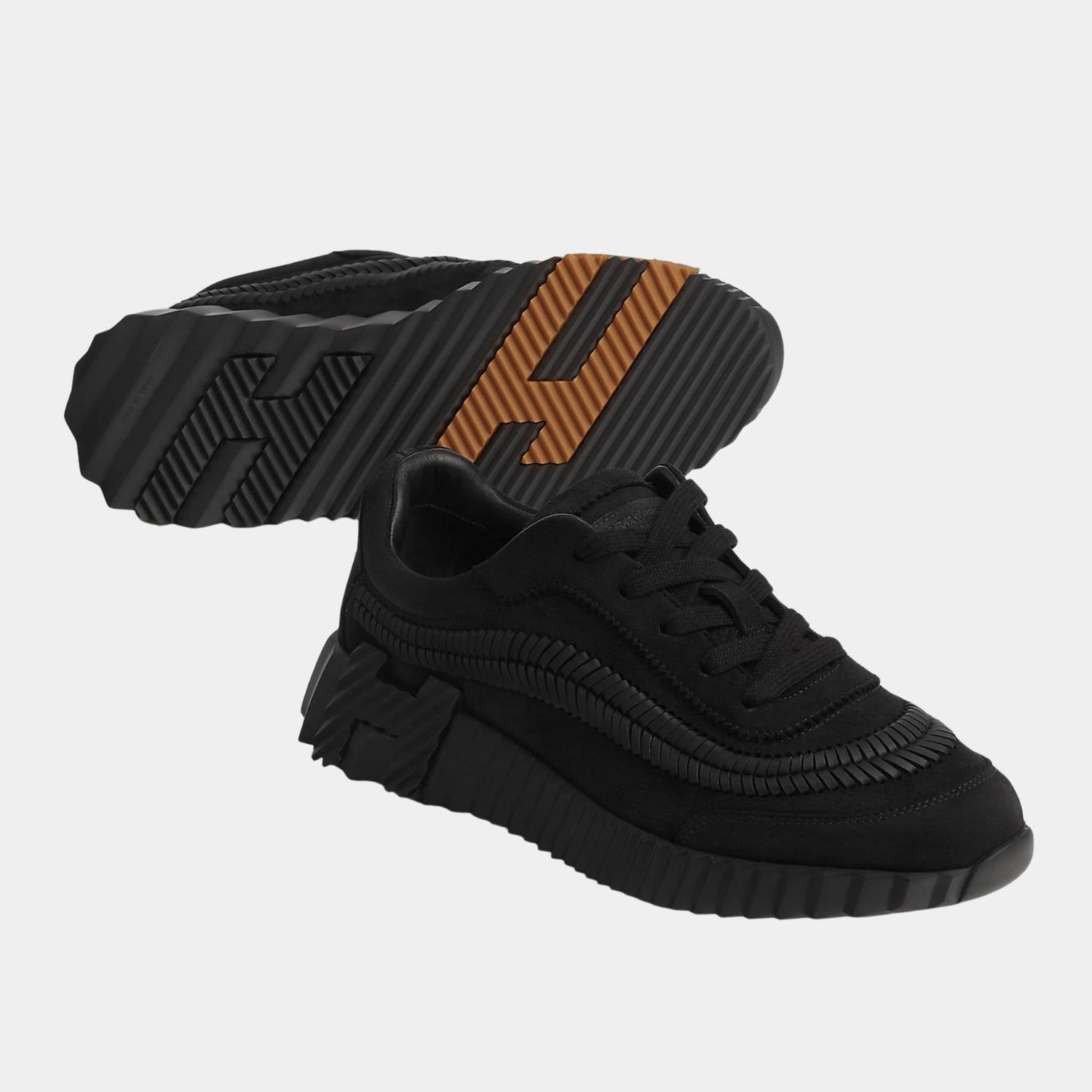 Bouncing Sneakers Suede and Herringbone Braided Calfskin