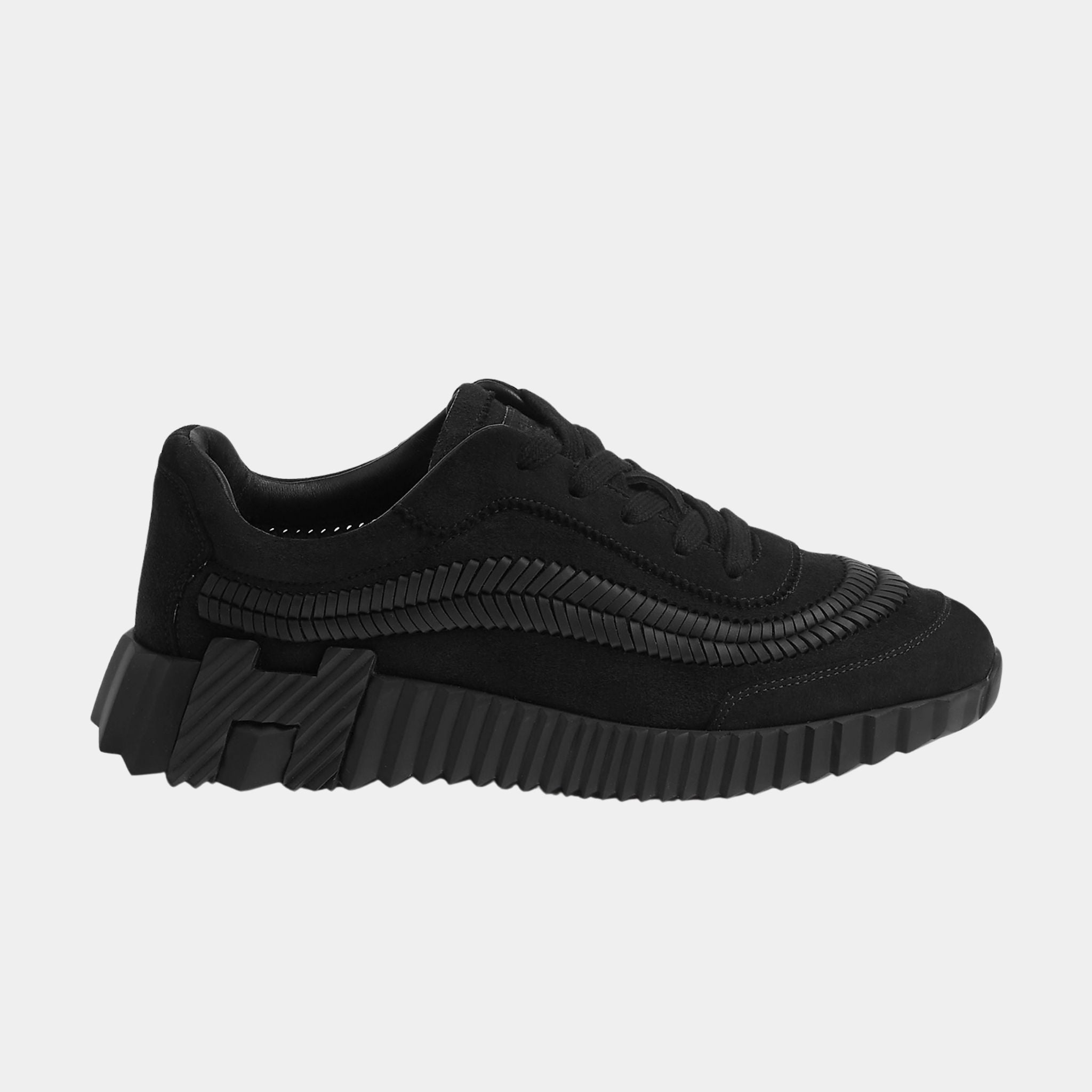 Bouncing Sneakers Suede and Herringbone Braided Calfskin