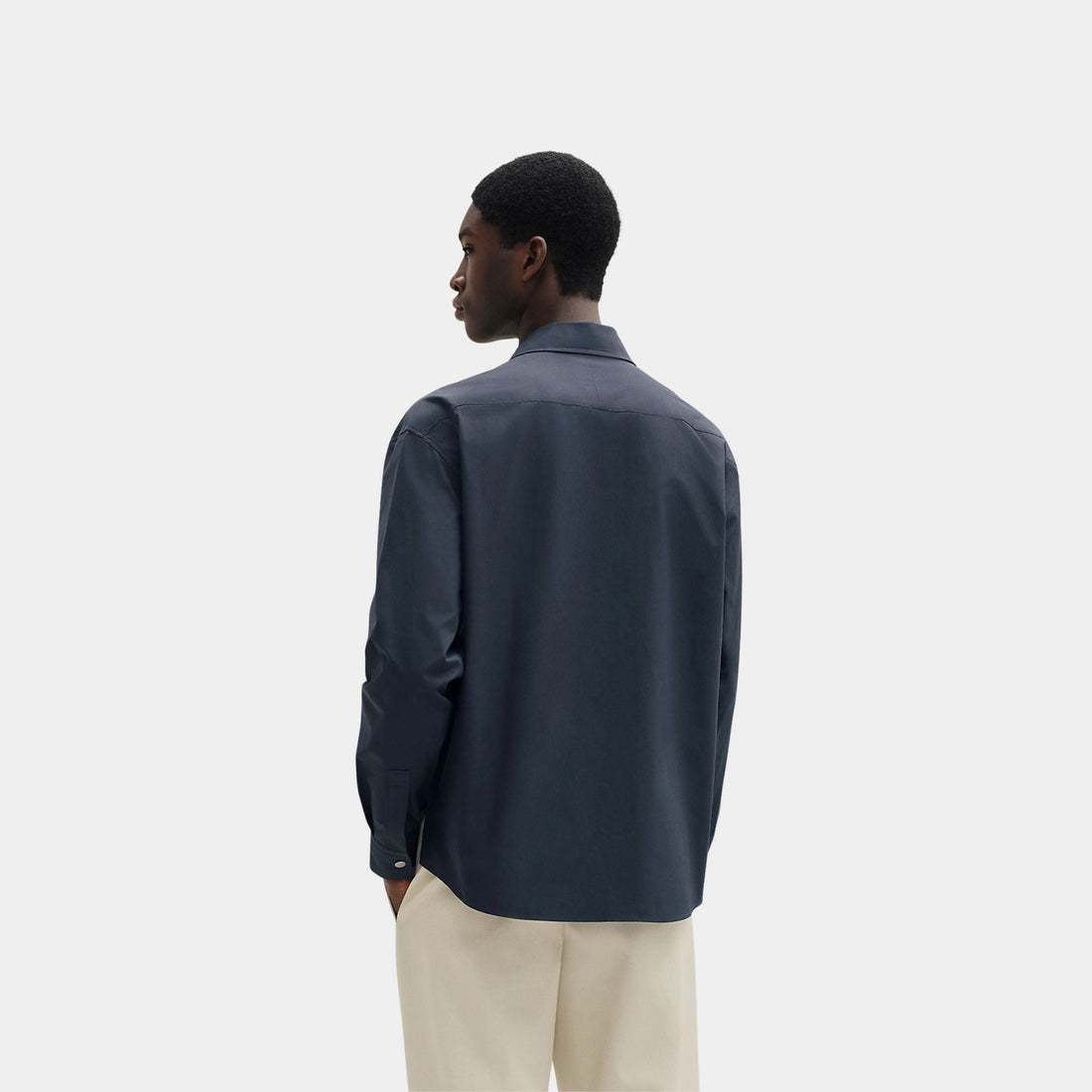 Boxy Body Overshirt in Compact Poplin