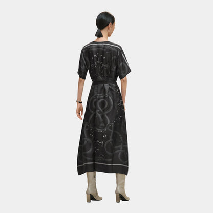 Caftan in Palefroi Remix Printed Silk
