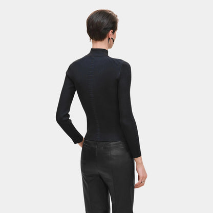 Cashmere Long-sleeve Sweater in Shiny Silk Knit