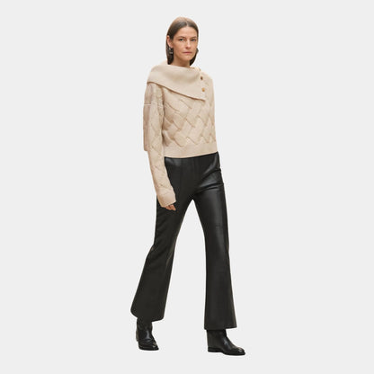 Cashmere Long-sleeve Sweater with Braiding Motif