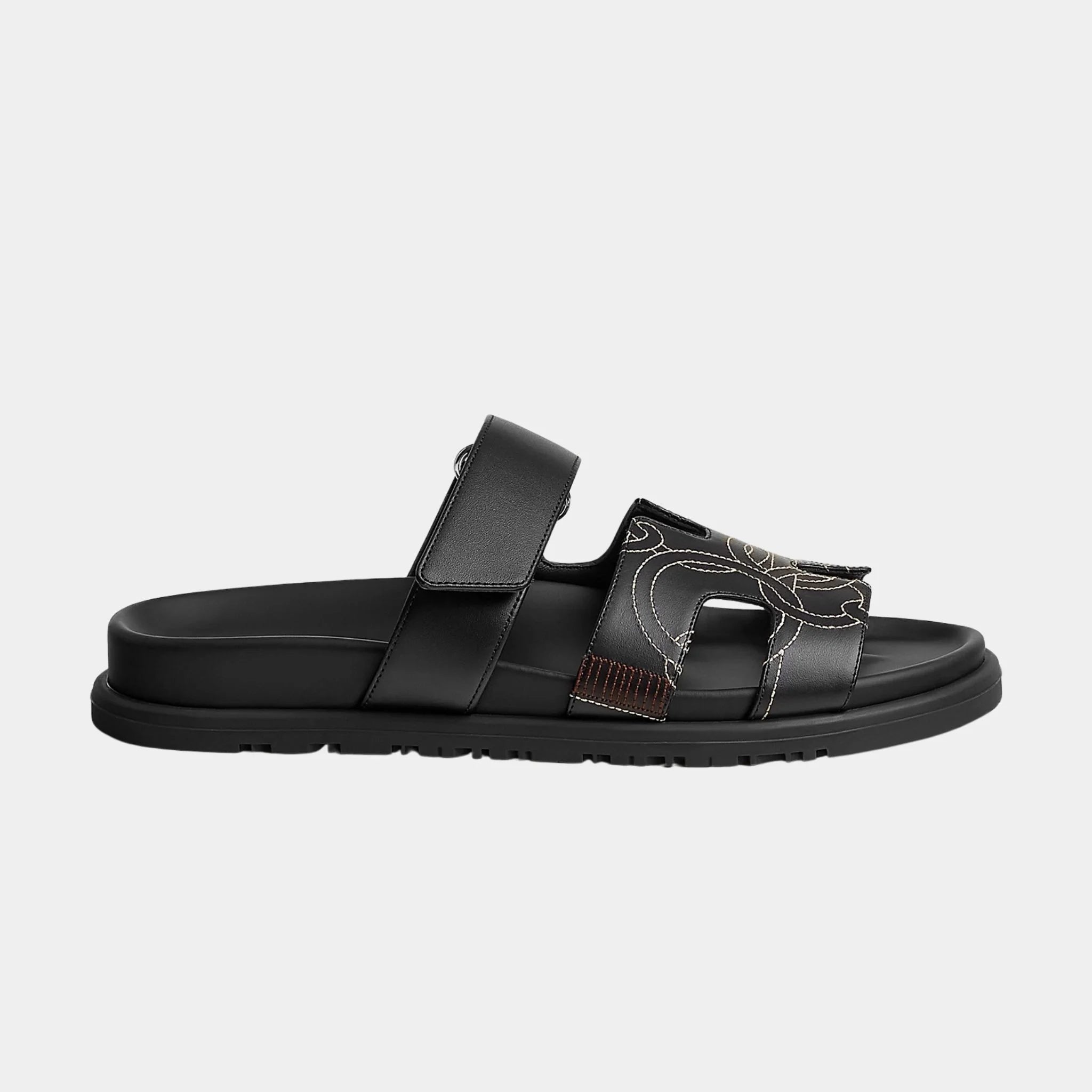 Chypre Sandal in Panoplie Equestre Embroidered Calfskin