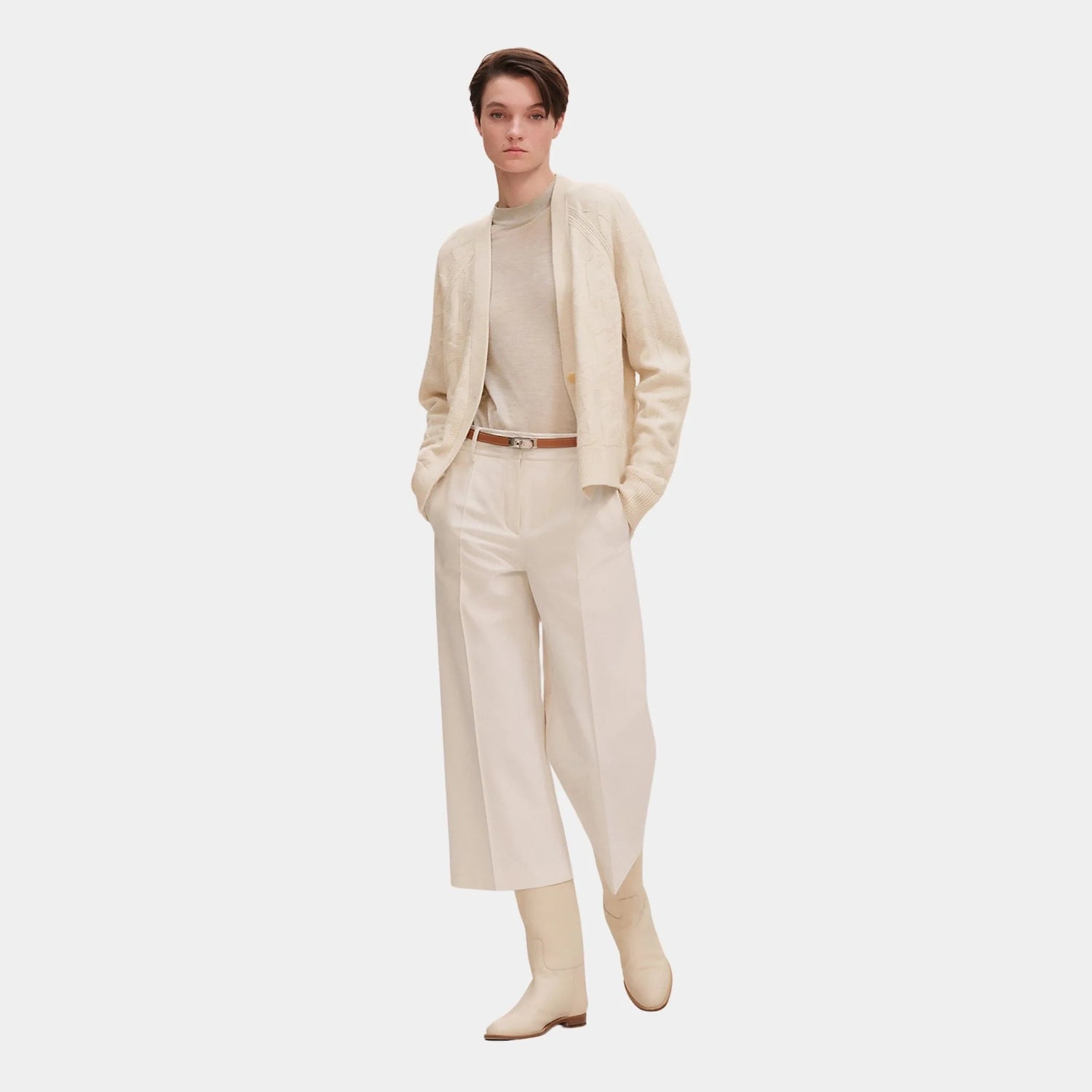 Cropped Pants in Double Stretch Cotton Twill