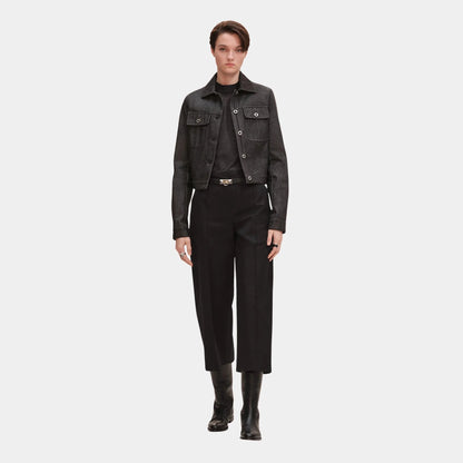 Cropped Pants in Double Stretch Cotton Twill