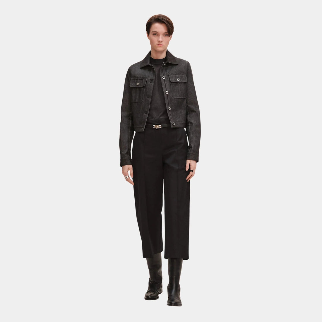 Cropped Pants in Double Stretch Cotton Twill