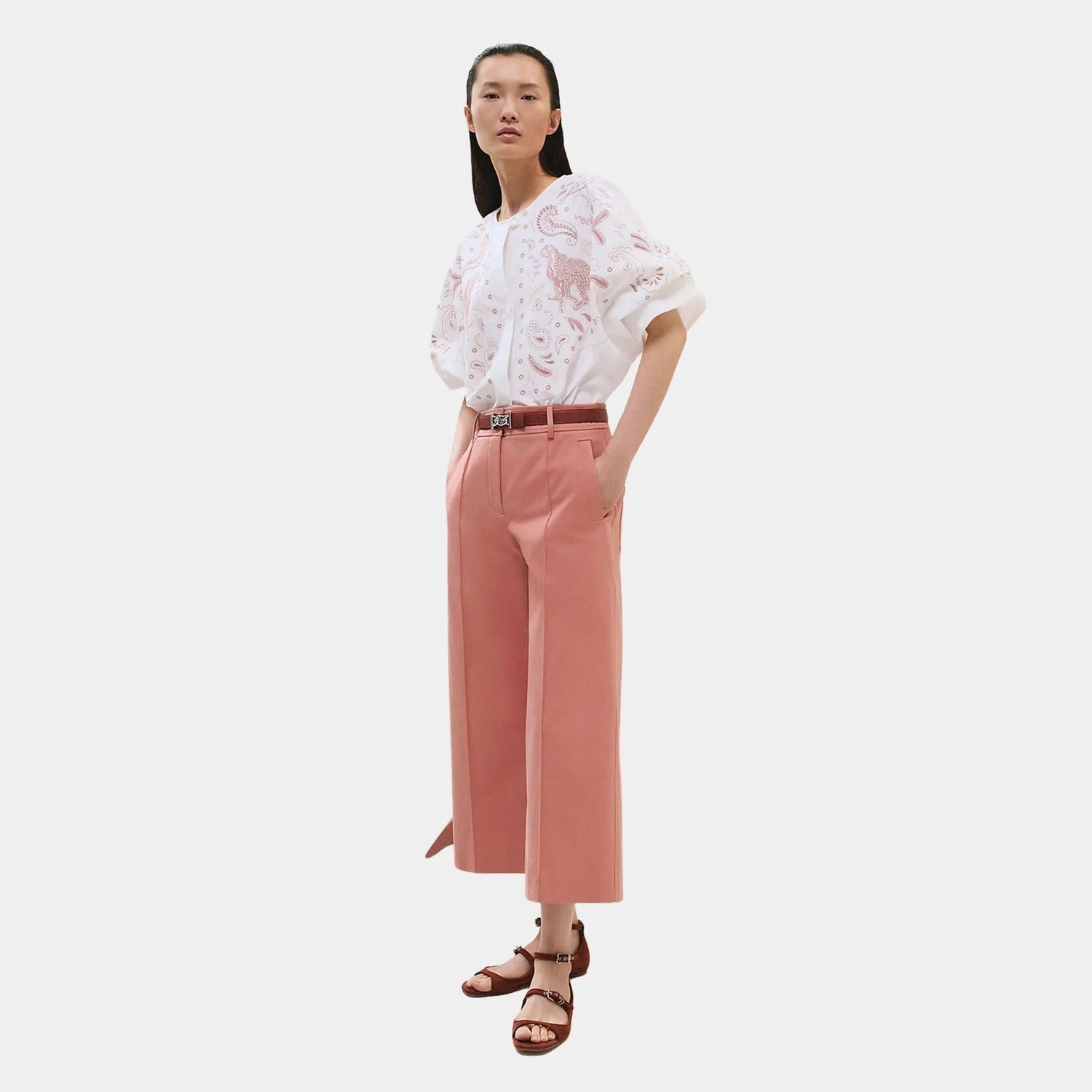 Cropped Pants in Double Stretch Cotton Twill