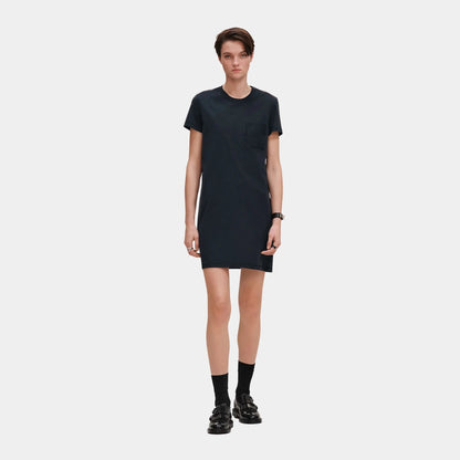 Embroidered Pocket Dress in Plain Cotton Jersey
