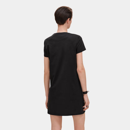 Embroidered Pocket Dress in Plain Cotton Jersey