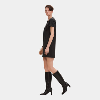 Embroidered Pocket Dress in Plain Cotton Jersey