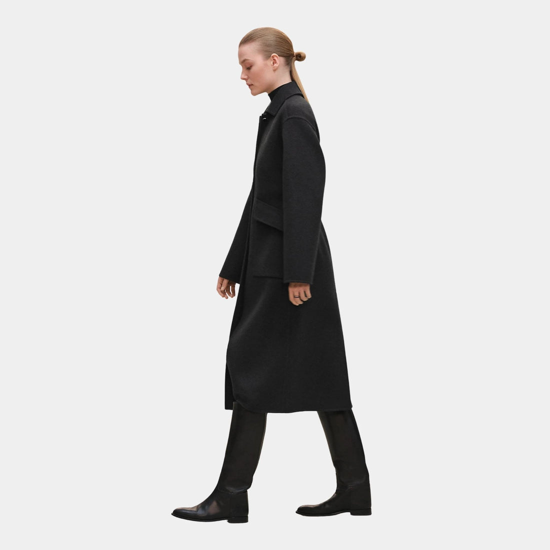 Equestrian Long Jacket in Double-sided Cashmere