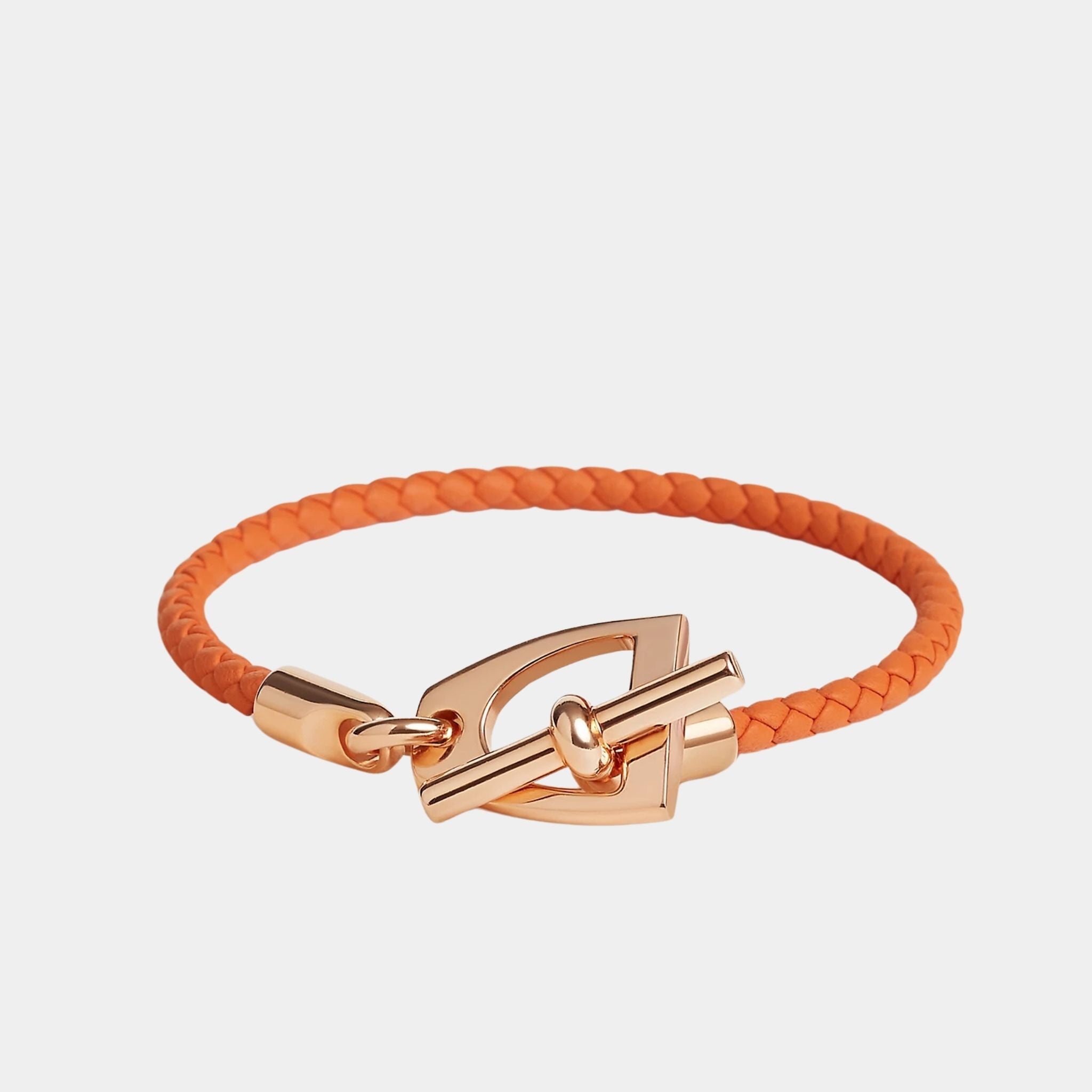 Etrier Bracelet Swift Calfskin Rose Gold Plated