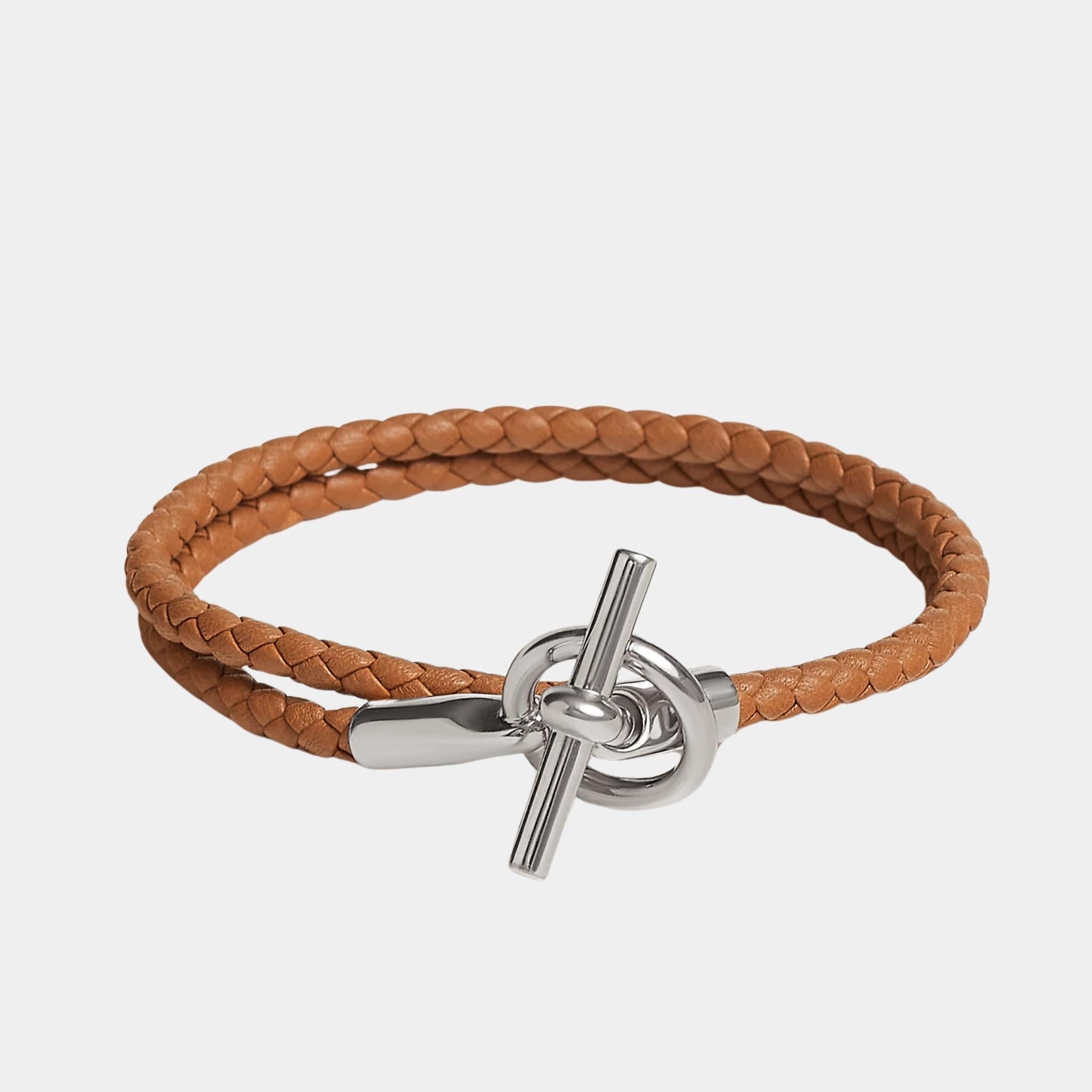 Glenan Double Tour Bracelet Swift Calfskin Palladium Plated