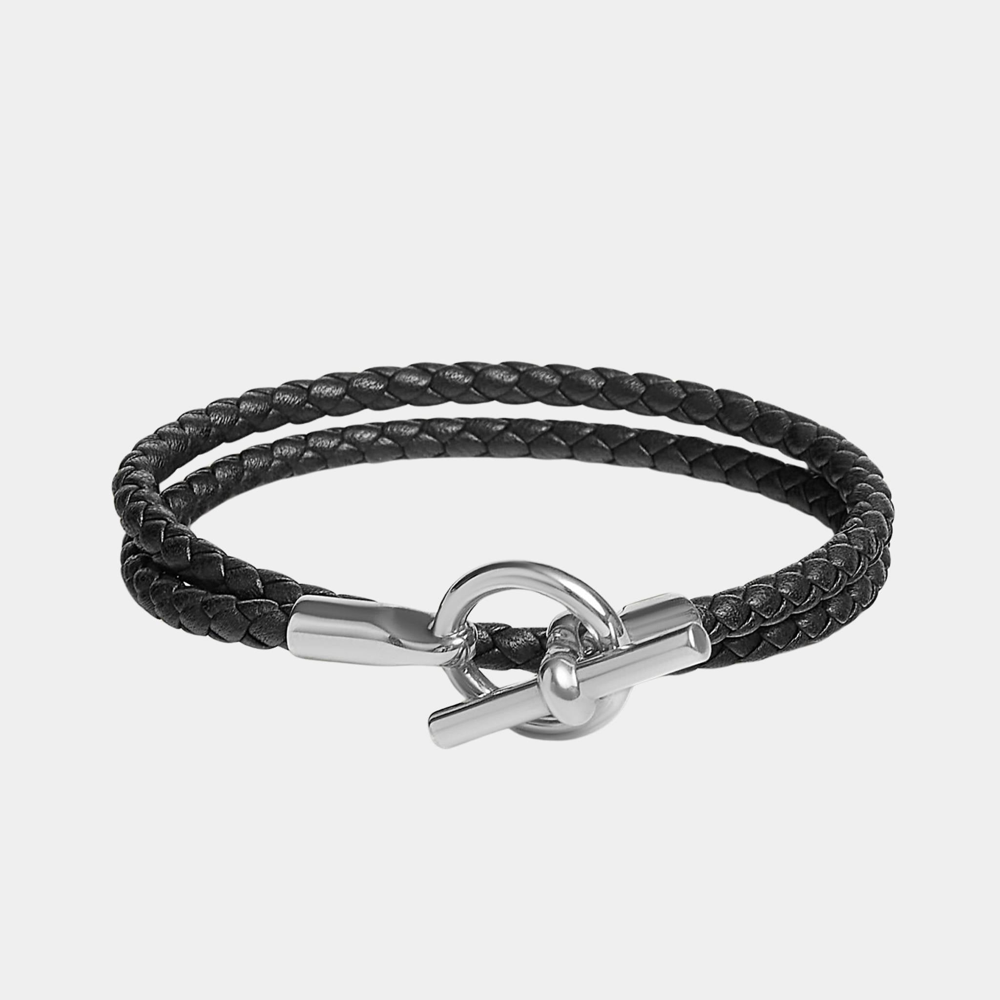 Glenan Double Tour Bracelet Swift Calfskin Palladium Plated