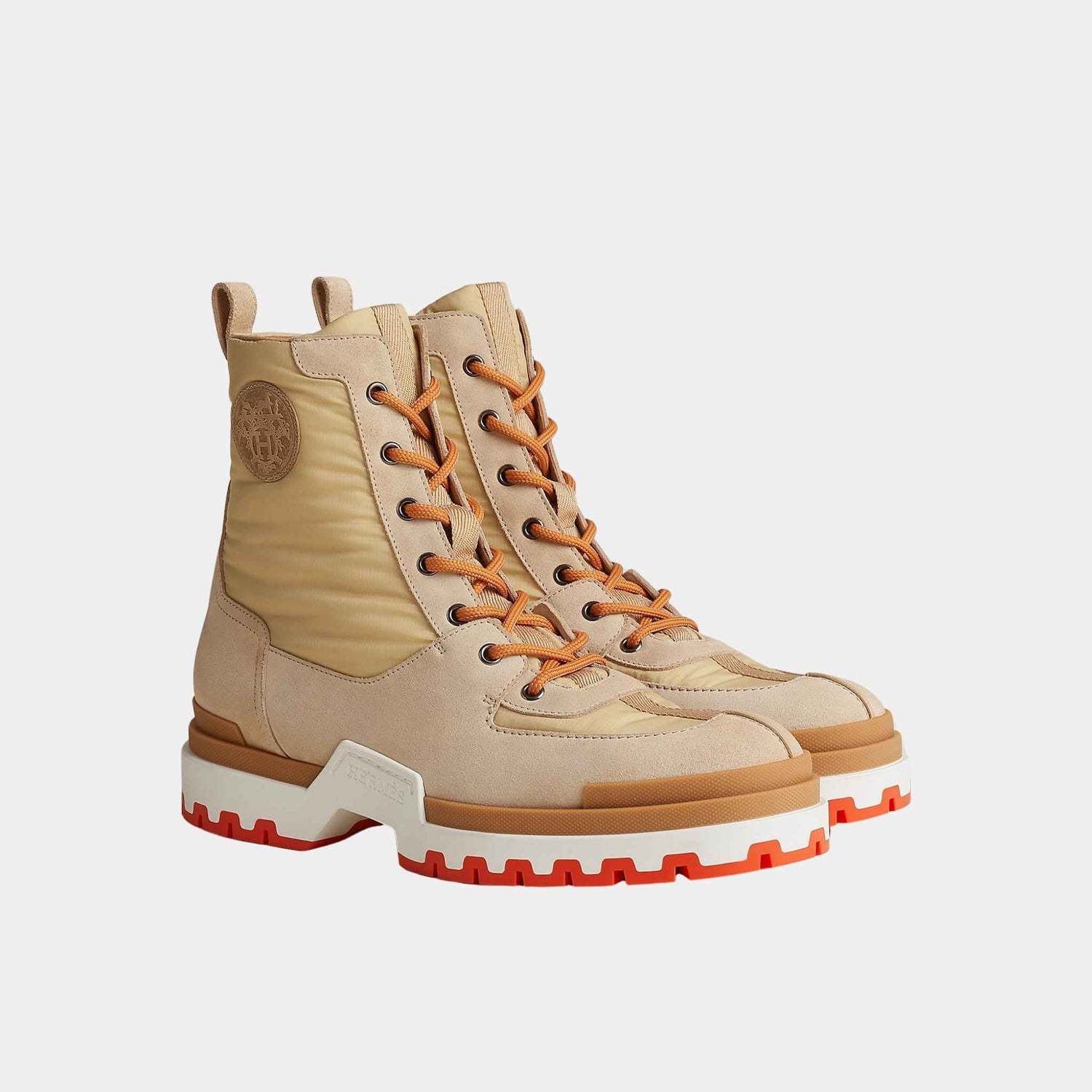Grip Ankle Boot in Parachute Ripstop and Suede Calfskin