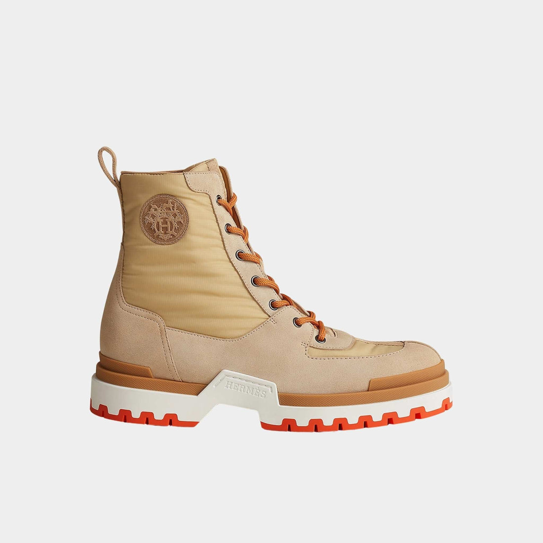 Grip Ankle Boot in Parachute Ripstop and Suede Calfskin