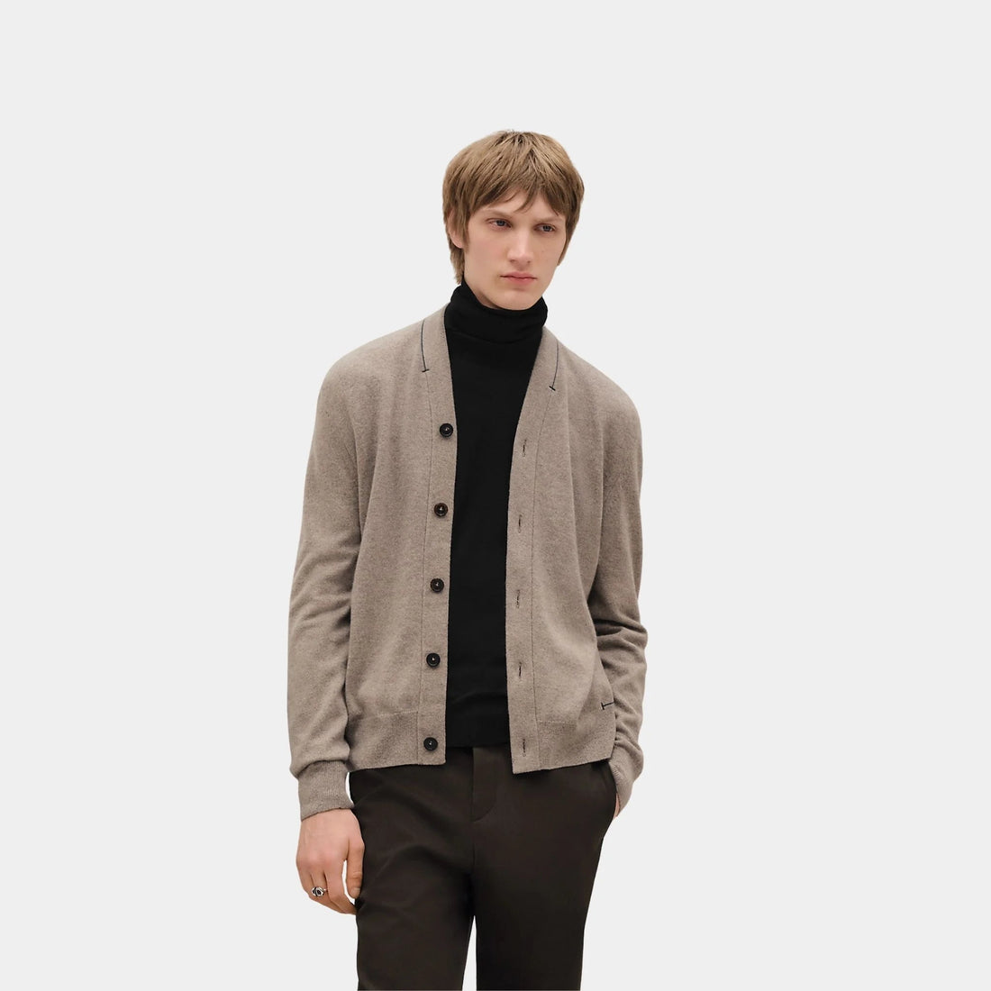 H bartack Button-down Cashmere Cardigan
