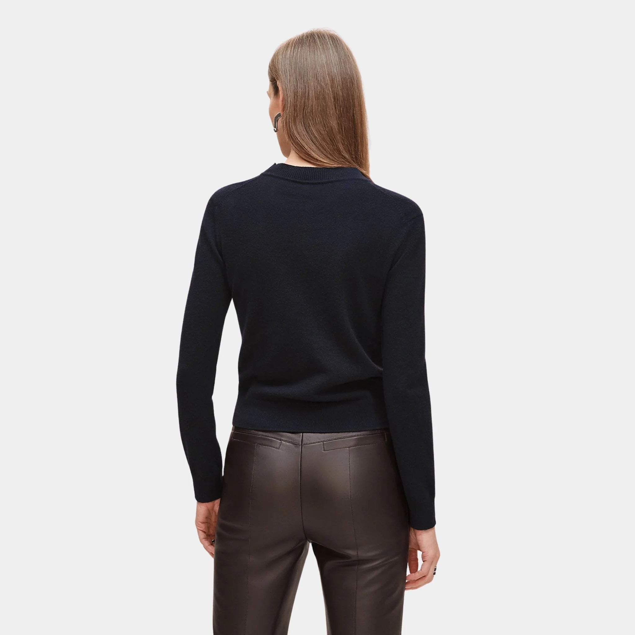 H Lift Long-sleeve Sweater in Plain Scottish Cashmere
