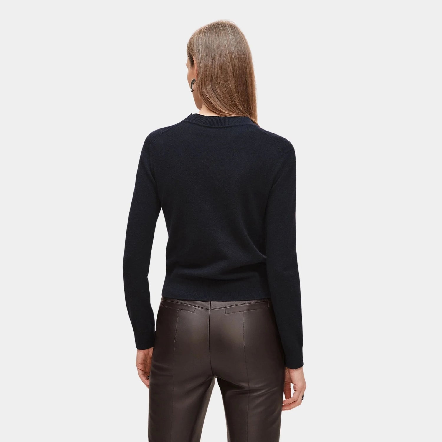 H Lift Long-sleeve Sweater in Plain Scottish Cashmere