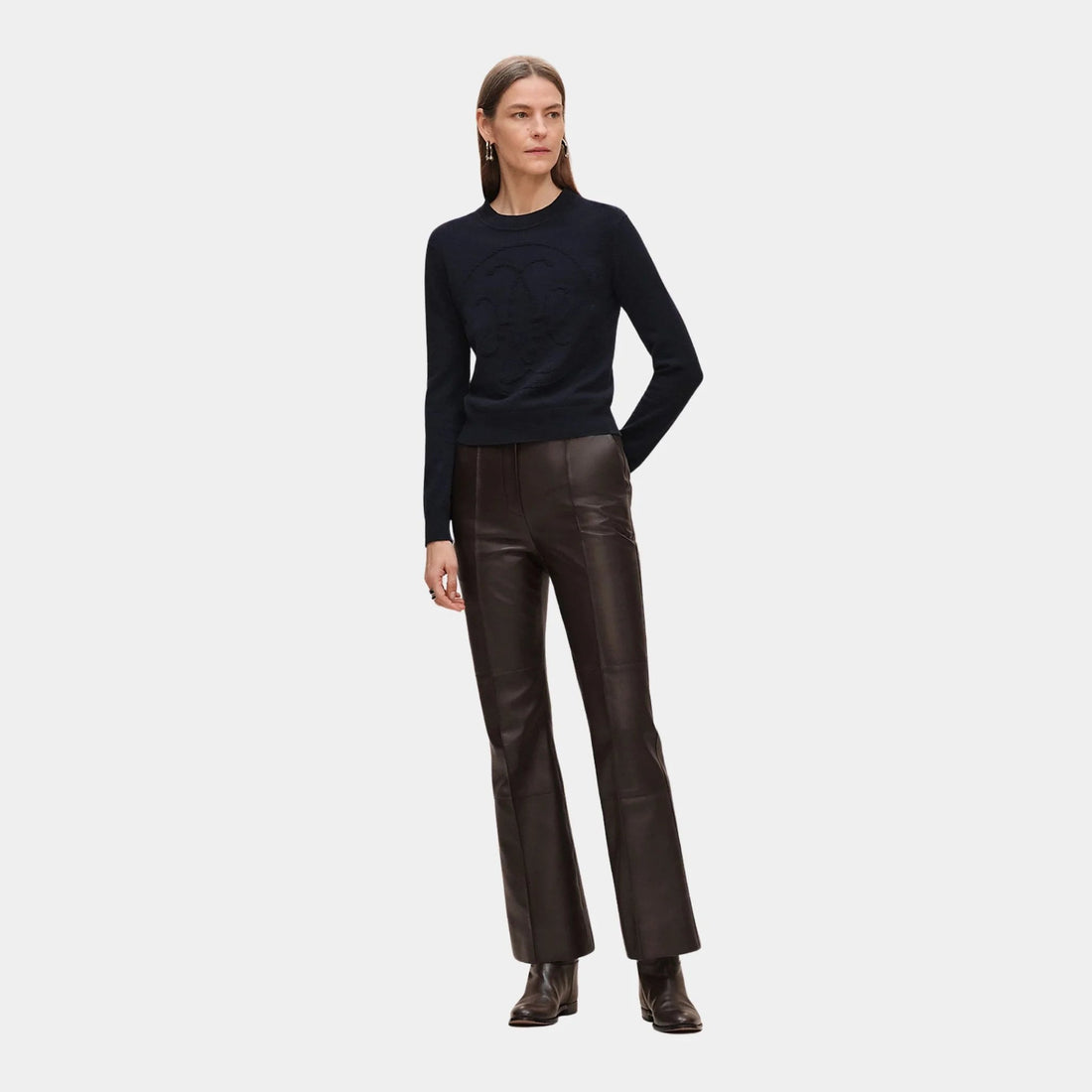H Lift Long-sleeve Sweater in Plain Scottish Cashmere