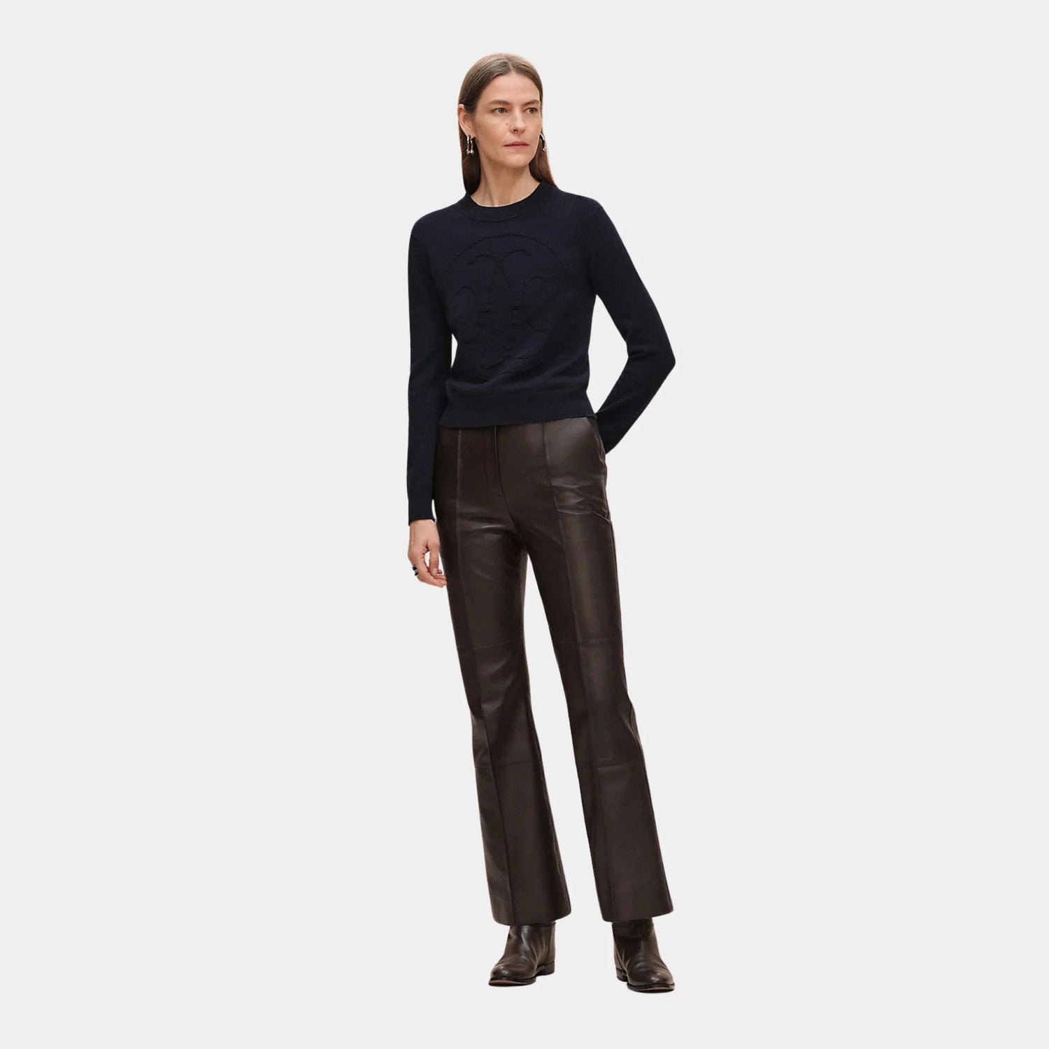 H Lift Long-sleeve Sweater in Plain Scottish Cashmere