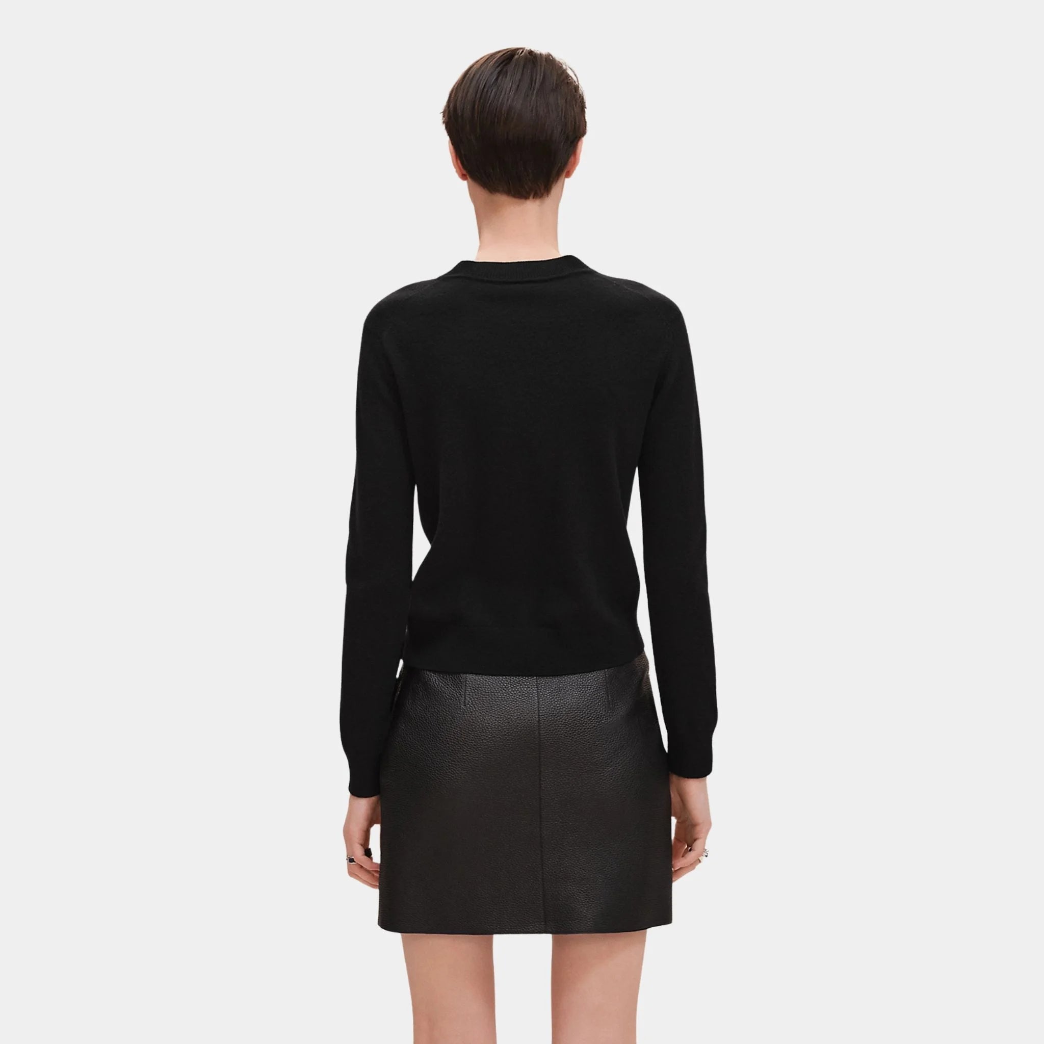H Lift Long-sleeve Sweater in Plain Scottish Cashmere