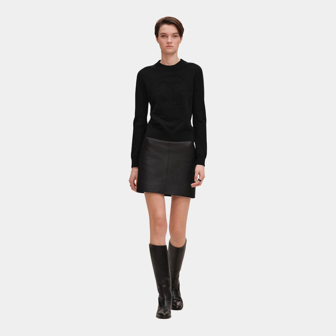 H Lift Long-sleeve Sweater in Plain Scottish Cashmere