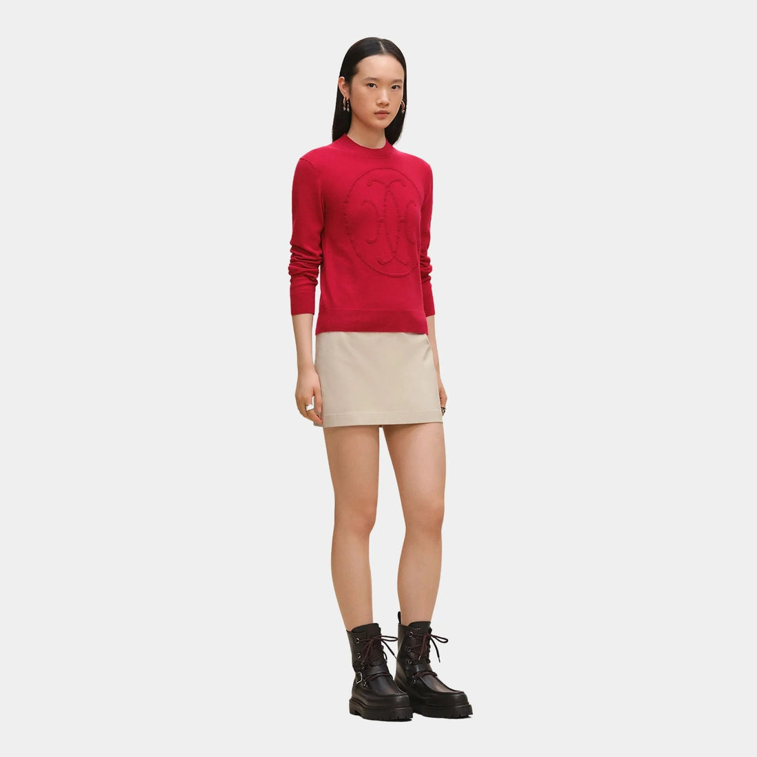 H Lift Long-sleeve Sweater in Plain Scottish Cashmere
