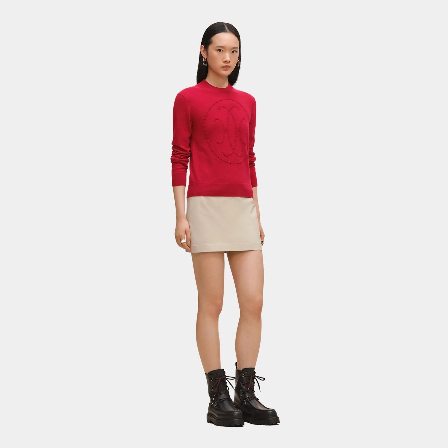 H Lift Long-sleeve Sweater in Plain Scottish Cashmere