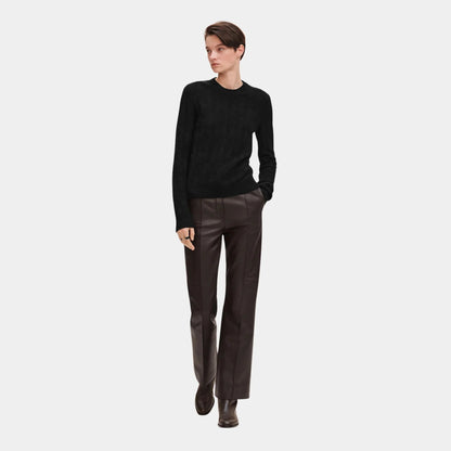 H Long-Sleeve Sweater in Plain Wool Knit