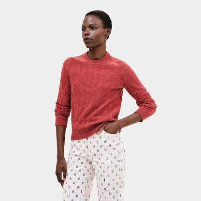 H Long-Sleeve Sweater in Plain Wool Knit