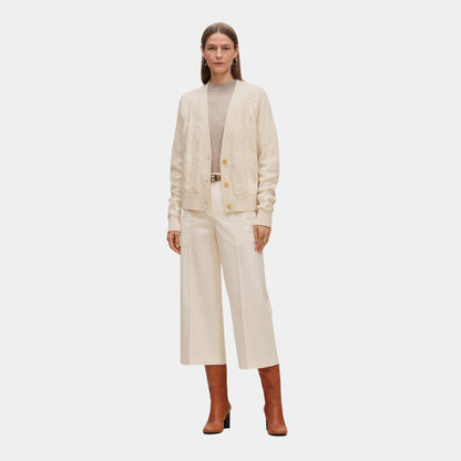 H Long-sleeve Cardigan in Plain Wool Knit