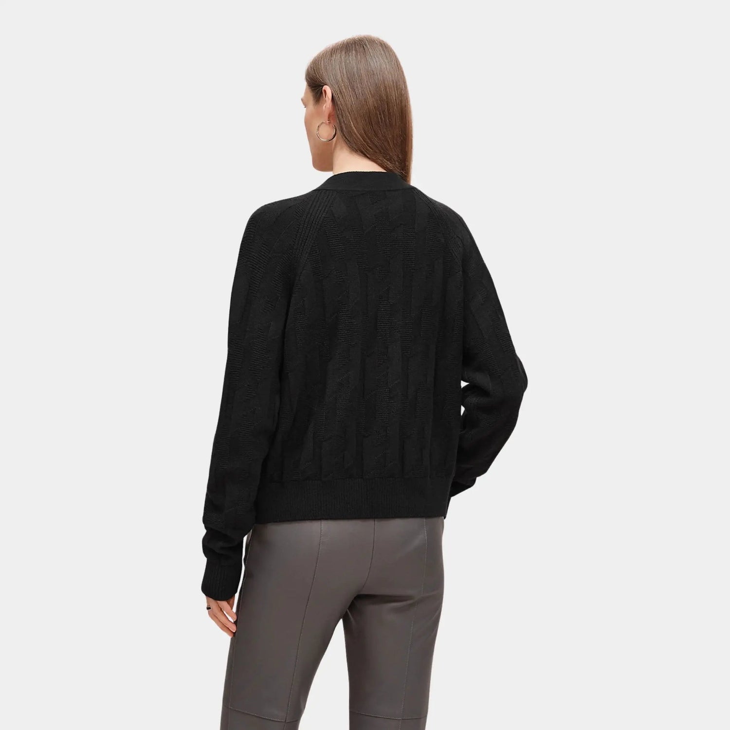 H Long-sleeve Cardigan in Plain Wool Knit