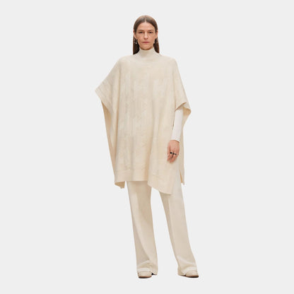 H Rectangular Cape Poncho in Plain Wool Knit