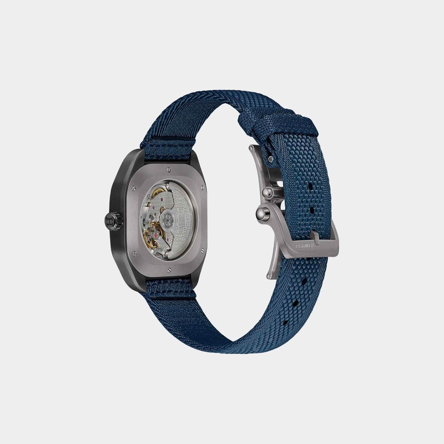 H08 42mm Titanium Watch with Navy Blue Webbing Strap