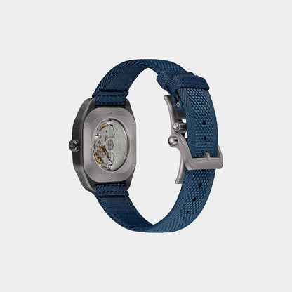 H08 42mm Titanium Watch with Navy Blue Webbing Strap