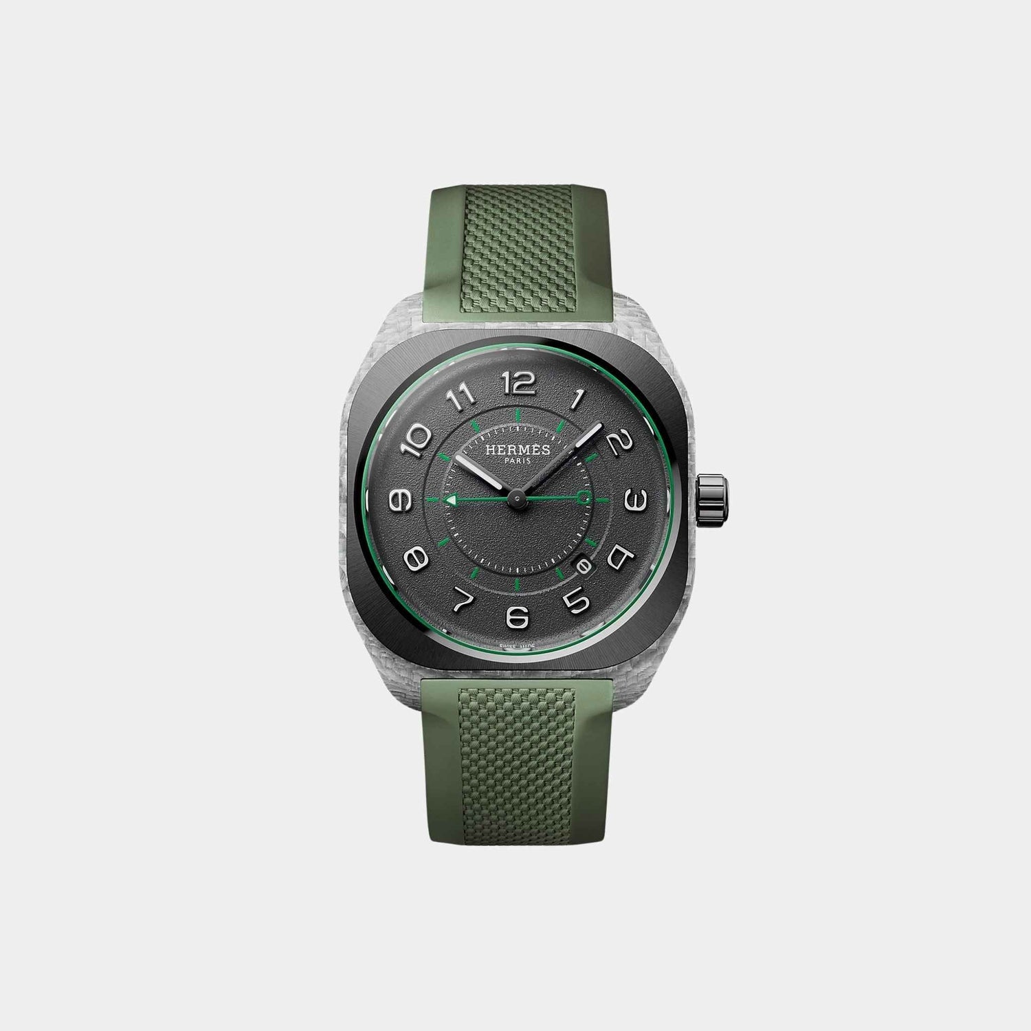 H08 Fiberglass Watch With Green Rubber Strap