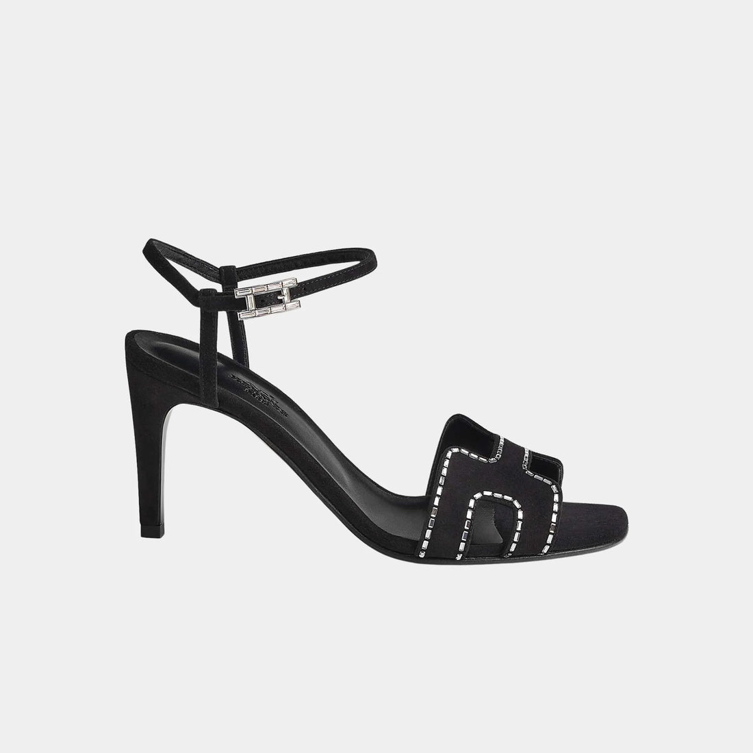 Heden 80 Sandal Suede Goatskin With Rhinestone Details Noir