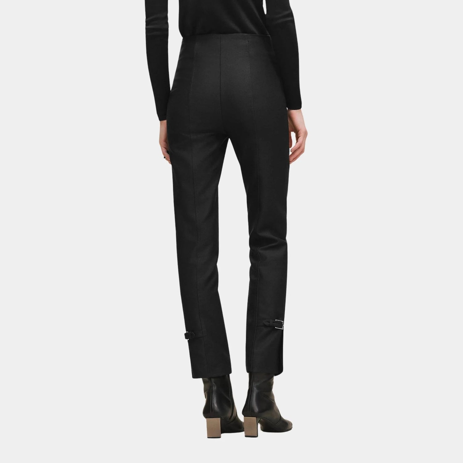 High-waisted Pants in Viscose and Stretch Wool