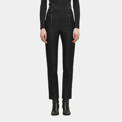 High-waisted Pants in Viscose and Stretch Wool