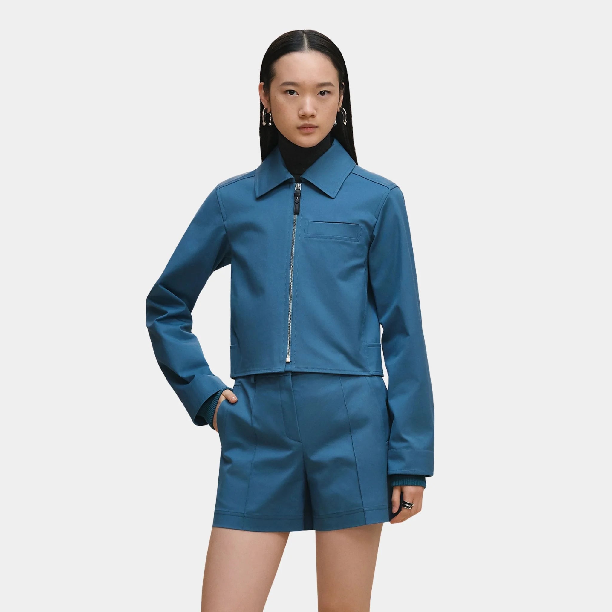 Jacket in Double Stretch Cotton Twill