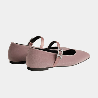 Jane Ballerinas in Velvet and Satin Fabric