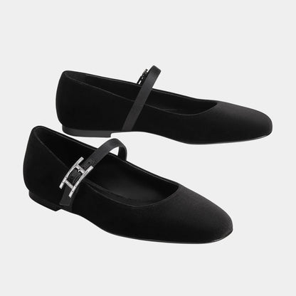 Jane Ballerinas in Velvet and Satin Fabric