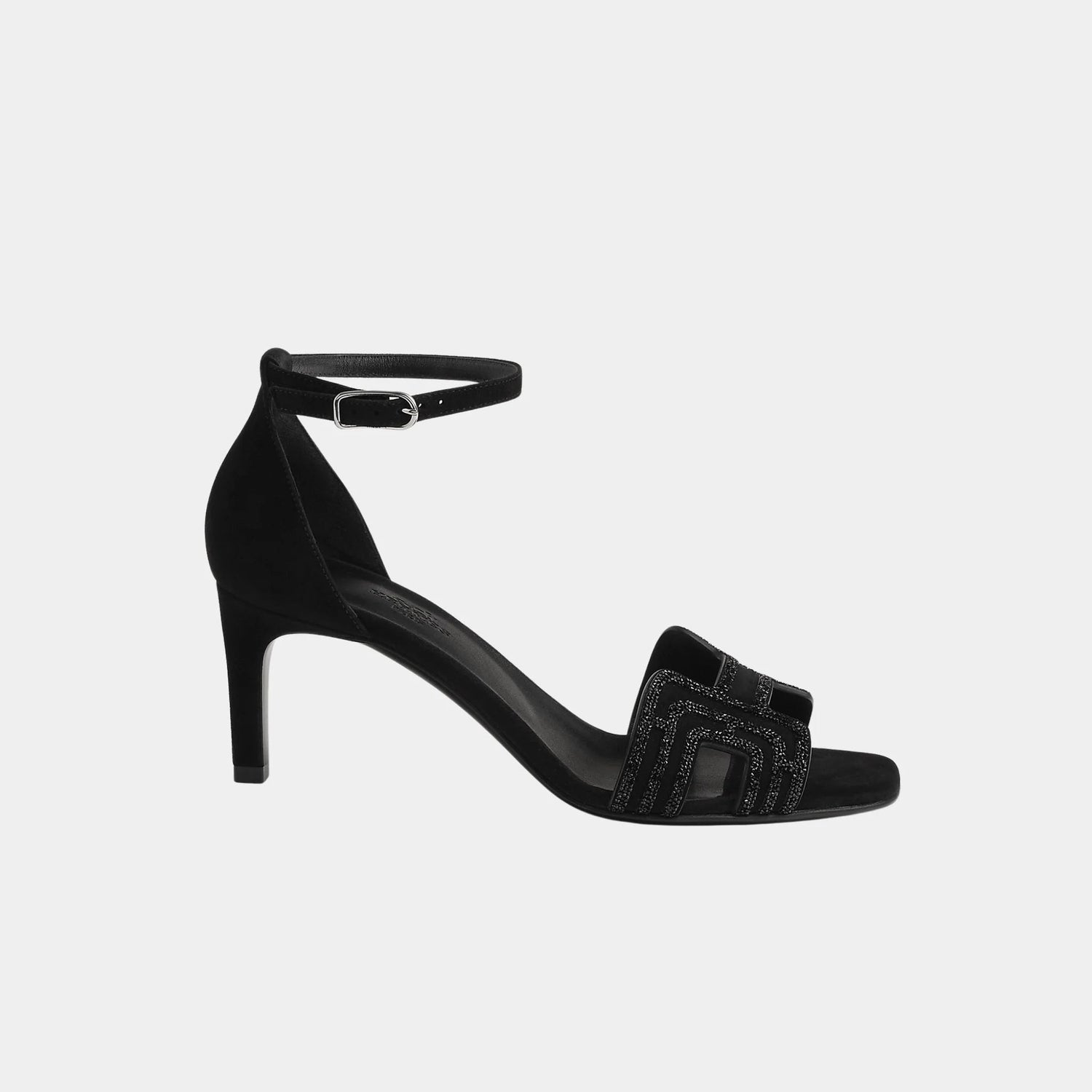 Joy 70 Heelede Sandal in Suede with Arcane Motif