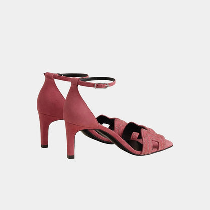 Joy 70 Heelede Sandal in Suede with Arcane Motif